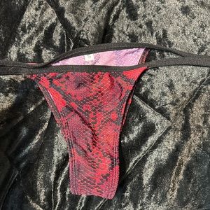 New red snakeskin thong bikini